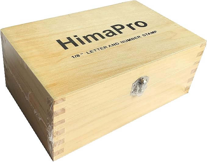 HimaPro Letter and Number Stamp Set 36pcs 40Cr Alloy Steel Metal Stamp Number & Letter Punch Set in a Wooden case (3mm 1/8 Inch)