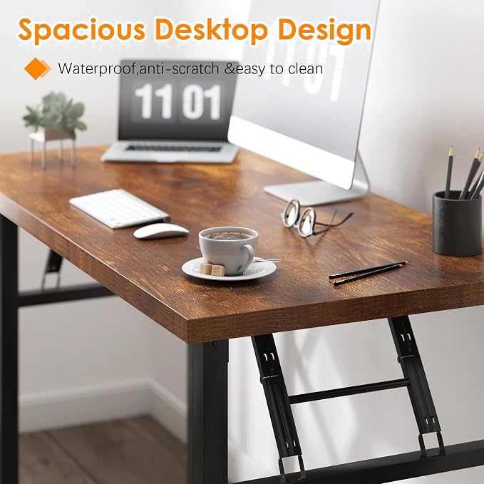 Need Large Folding Computer Desk, 60 Inch Writing Table, Metal Frame, Sturdy - Image 5