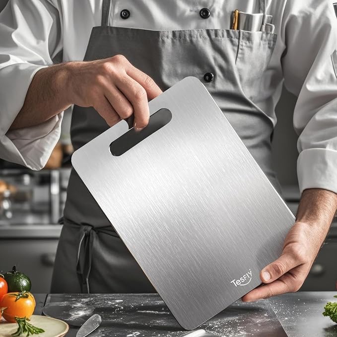 2 Pack Titanium Cutting Board - 100% Pure Titanium Cutting Boards For Kitche,Easy to clean, Double-sided food-grade Cutting Board For Meats, Fruits And Vegetables (X-Large)
