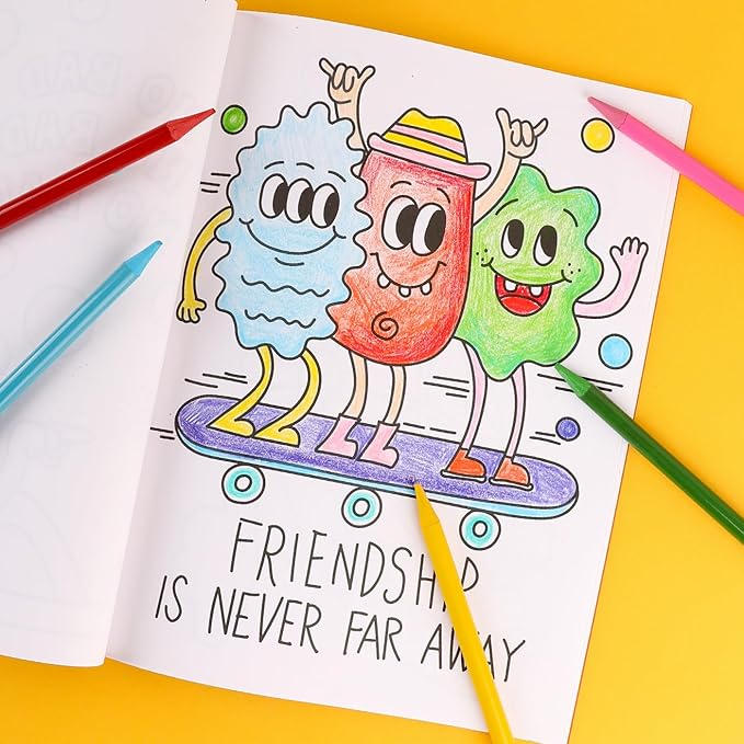 Grabie Easy Coloring Book for Adults Relaxation,Simple Mindful Coloring Pages for Alcohol Markers,Stress Relief Themes Flowers,Mushrooms,Monsters and More,Cute Designs(Feel Good with Color,30 Sheets)