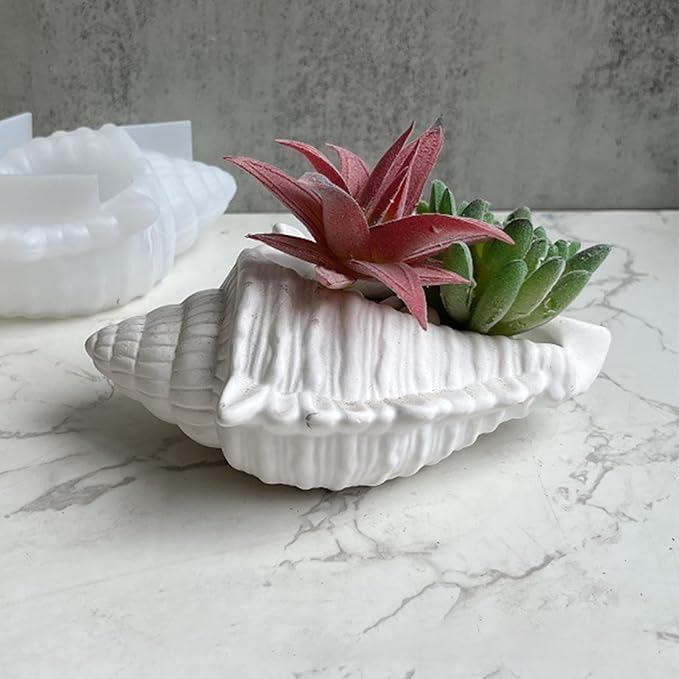 Wehous Large Conch Silicone Mold Unique Conch Shaped Tray Resin Concrete Mold 3D Candle Vessels Trinket Holder Container Epoxy Mold Marine Shell Storage Tray Casting Clay Craft Mould DIY Home Decor