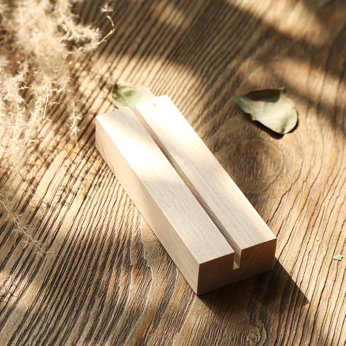 UNIQOOO 20 Pack 4" Wood Stands for Wedding Acrylic Sign, Wood Table Number Holders for 1/8 Thick Acrylic Sheets | Wedding Display Stand, Card Holder, Great for Bar Menu, Retail Sign, Party and Events