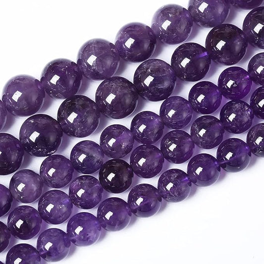 90PCS 8mm Natural Amethyst AAAAA Purple Crystal Quartz Beads Gemstones Round Stone Beads for Jewelry Making DIY Bracelet Necklace 2 Strand 32"