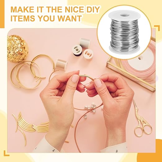 uxcell 12 Gauge / 2mm Anodized Aluminum Wire for Jewelry Craft Making, 102 Feet Bendable Flexible Wire for DIY Home Decor Gardening Sculpture, Silver