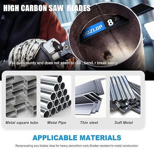 2 Pack 9 inch Reciprocating Saw Blades Set,8 TPI High Carbon Saw Blades for Metal ,Saw Blades with Organizer Case (2, 8T/9inch)
