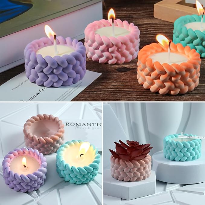 Wehous 2PCS Knot Shape Tealight Holder Mold, Unique 3D Candle Holder Silicone Resin Mold, Cylinder Jewelry Holder Container Storage Mold for Epoxy Resin Concrete Art Craft Home Xmas Decor