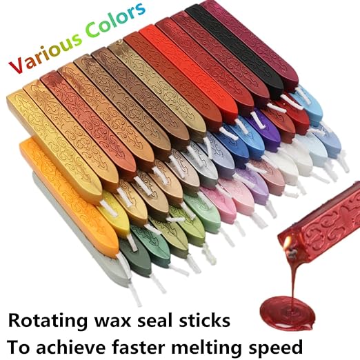 12Pcs Sealing Wax Sticks with Wicks, Assorted Colors Wax Seal Sticks Great for Letter Sealings Waxstamp Wedding Invitations, Packaging Decoration (12)