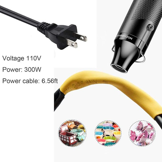 Heat Gun, Uptdae Version 110V 300W Mini Handheld Hot Air Gun with 6.6ft Cable, Portable Heat Gun For Crafting, Embossing, Shrink Wrapping PVC, Drying Paint, Clay, Rubber Stamp