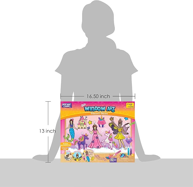 Imagimake Window Art Princess & Unicorn | Mermaid Suncatcher Kit | 32 Pieces - Image 9
