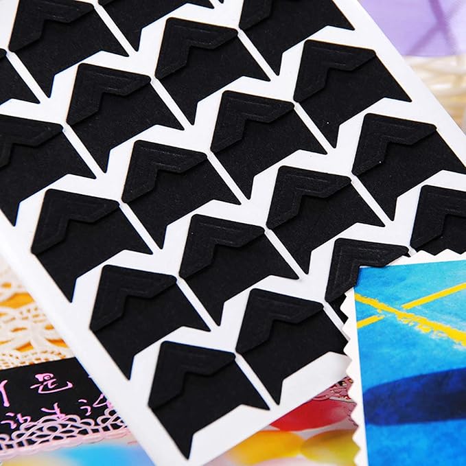 10 Sheet (240-pack) Photo Corners Self Adhesive PVC Paper Photo Foto Corner Stickers for Scrapbooking Personal Journal (Style2-10sheet Black)