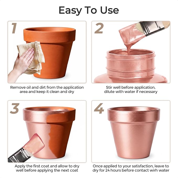Nicpro Metallic Rose Gold Acrylic Paint, 8.45oz/250ml Gold Leaf Paint | Large - Image 6