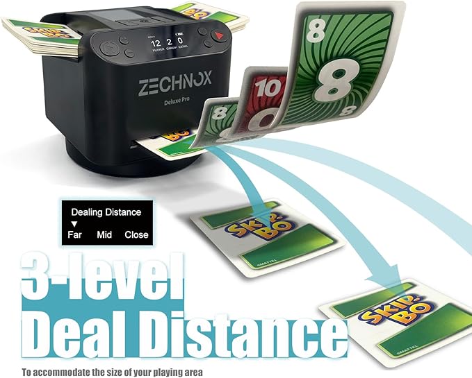 2025 New Smart 2-in-1 Automatic Card Shuffler and Dealer,Programmable Card Dealer,Card Shuffler 2 Deck,360° Rotation,Ultra Quiet,Rechargeable,Support 12 Players,with 4 Wireless Buttons (Jet Black)
