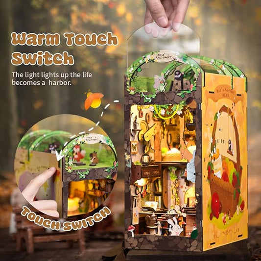 CUTEBEE Book Nook Kit, DIY Booknook Miniature House Tiny House 3D Wooden Puzzle Dollhouse Kit for Adults and Teens, Bookshelf Insert Decor, DIY Craft Gift Model Build