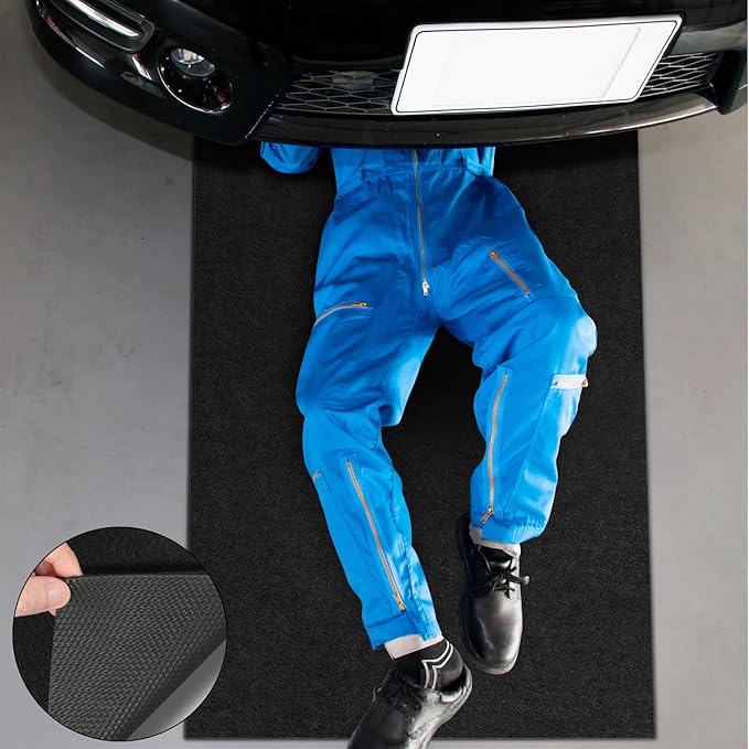 Golener Oil Spill Mat - Garage Floor Mat, Absorbent Oil Pad, Premium Maintenance Mat, Waterproof, Contain Liquid, Protect Garage Surface from Spill & Stain, Reusable, Durable, Black, 36”x59”, 2 Packs