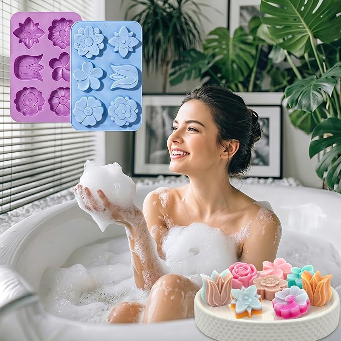 SJ Silicone Molds for Crafts, 2 Pack Tulip and Flower Soap Molds | 6 Cavities - Image 8