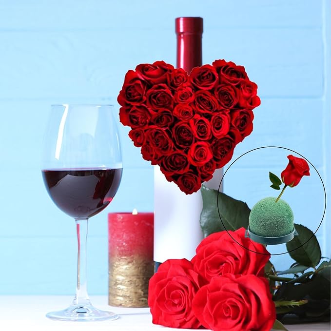 12 Pack Floral Foam Holder Mini Round Hemisphere Floral Foam Blocks with Wire and Tape for Table Wedding Party Wine Flower Bottle Decor