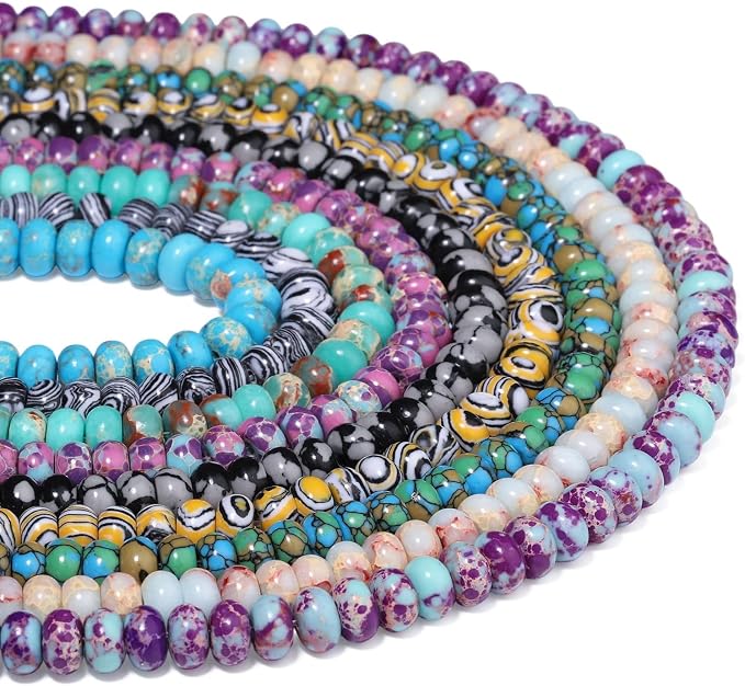 Songxi 5x8mm Natural Purple Blue Emperor Stone Rondelle Beads, Gemstone - Image 9