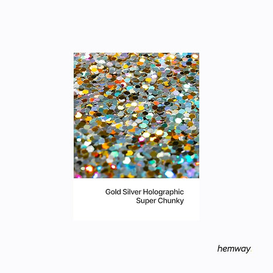 Hemway Glitter for Resin 100g Gold Silver Holographic Metallic Crystals for Epoxy Craft Super Chunky Flakes Tumblers Wax Melt