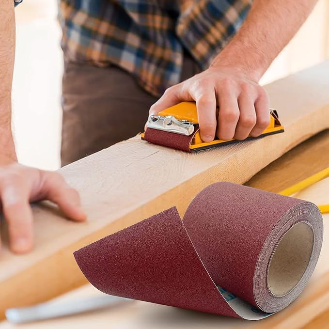 180 Grit Emery Cloth Roll, 4.5 Inch Wide 32.8 Ft Long (Equals 1/4 Sheet Sandpaper 71 Pcs) Abrasive Sandpaper Rolls for Metal Automotive Wood Furniture Sanding Paper Drum Palm Sander (180 Grit)