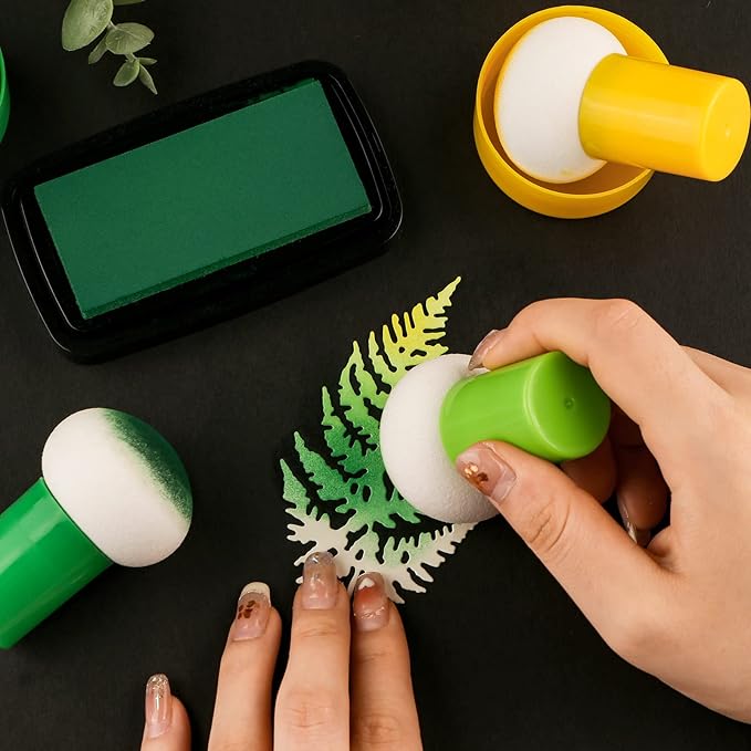 12PCS / Sets Ink Applicator with Storage Cases,Paper Pouncers for Direct Ink Application On Crafts Projects Easily,Inking Sponge for Stamp Ink Distressing, Blending Card Making Crafting Tools