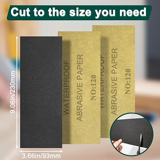 20PCS Sand Paper 120 Grit Sandpaper Sheets, 9 x 3.6 Inch Wet Dry Sandpaper Sheets, Sand Paper for Metal, Wood Furniture, Automotive and Crafts