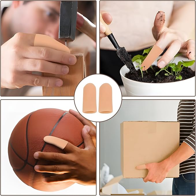 20PCS Silicone Finger Sleeve Thumb Guard, Finger Condom for Wounds Hand Eczema, Finger Arthritis, Thumb Bandage Injury Prevention Gloves Thumb Glove Protector 2 Sizes Gel Finger Support Cots(Nude)