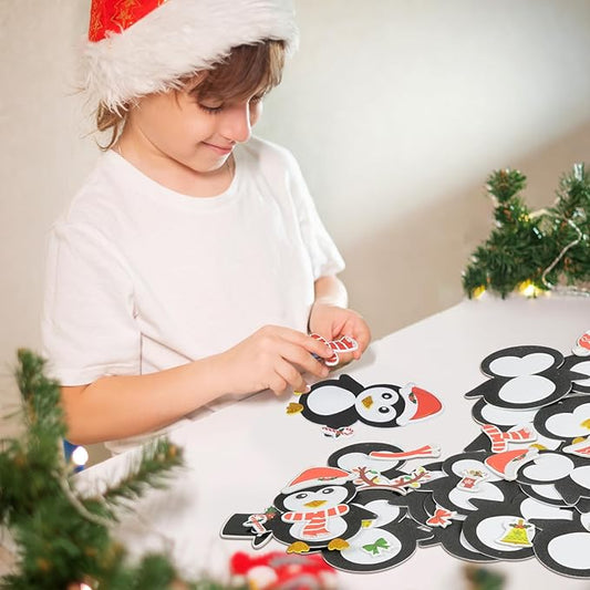 Fennoral 12 Pack Penguin Crafts for Kids Make You Own Penguin Foam Christmas Ornaments DIY Arts and Crafts for Kids Girls Boys Chirstmas Party Supplies Winter Xmas Tree Decoration
