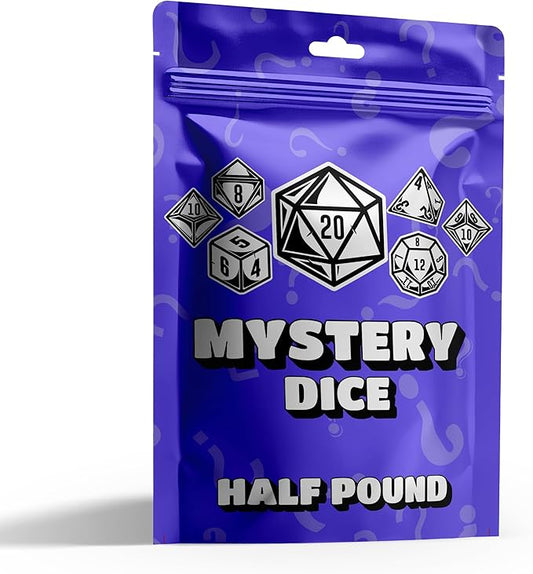 Half-Pound Mystery Dice Bag – Full Polyhedral Sets & Unique Secret Styles - Rainbow Transparent, Starry, Pearlescent, & Jade Textured Dice for RPG Gamers & Collectors