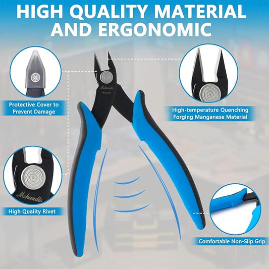 Flush Cutters, 3 Pack 5.3" Wire Cutters for Crafting, Ultra Sharp Flush Cut Pliers for Jewelry Making, Diagonal Cutting Pliers for Models, Aluminum Wire, Jewelry, Plastic and Soft Copper Wire