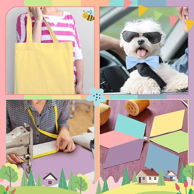 Ganeen 60 Pcs 10 x 10 Inch Pastel Pure Cotton Quilting Fabric Squares Candy Solid Quilted Fabric Bundles Rainbow Color Fat Patchwork Precut Stripes for Handmade Material Sewing DIY Crafts