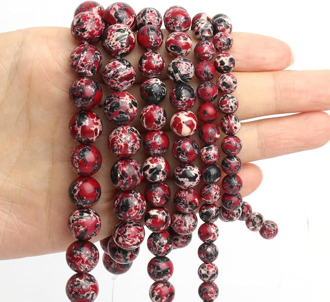 36pcs Black Red White Imperial Jasper Gemstone Beads,10mm Round Loose Stone - Image 7