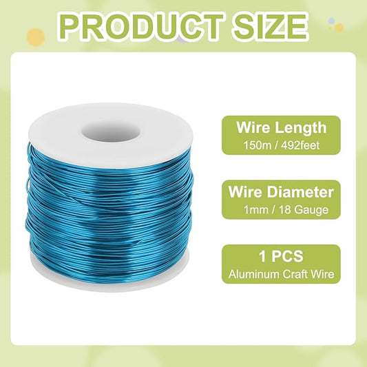 MECCANIXITY 18 Gauge Anodized Aluminum Craft Wire Bendable Bonsai Training Wire 492 Feet 1mm for Sculpting Crafts Wreath Floral Beading Jewelry Making, Blue