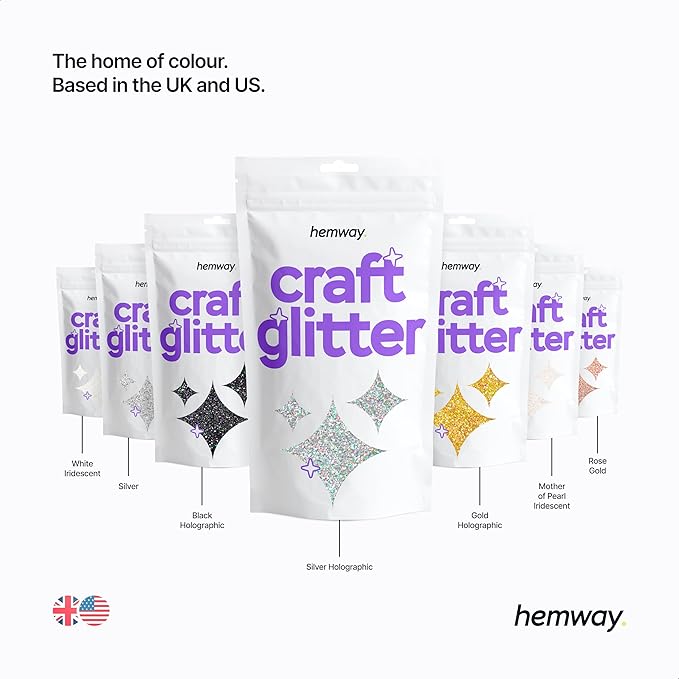 Hemway Craft Glitter Flakes for Arts and Crafts, Tumblers, Resin, Epoxy, Nail Art, Wax, Card Making and Decorations 100g / 3.5oz - Fine (1/64" 0.015" 0.4mm) - Mother of Pearl Iridescent