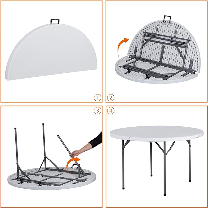 SUPER DEAL 4 Foot Round Folding Card Table - Image 8