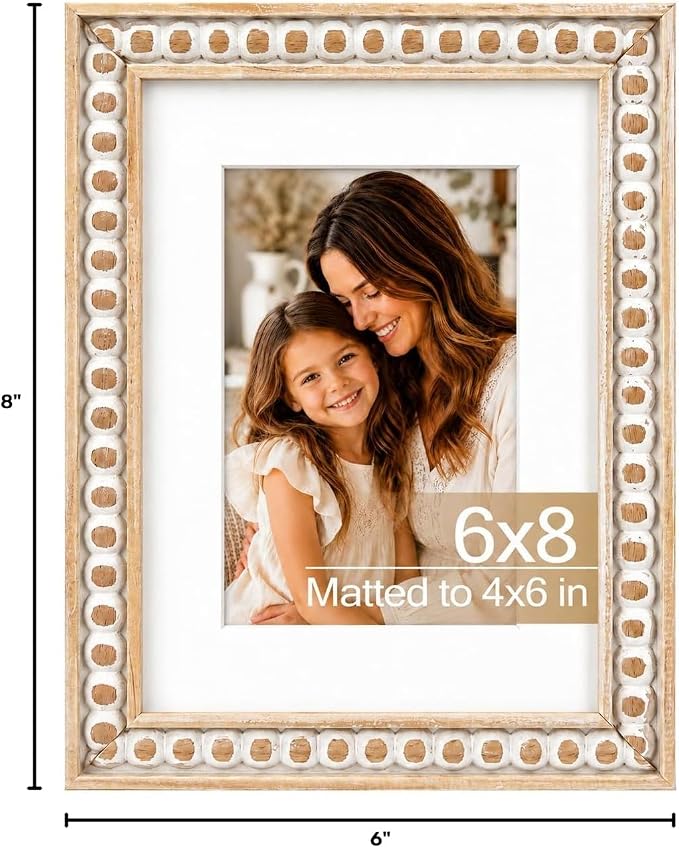 Solid Wood 6x8 Picture Frame Beaded Frame - Image 9