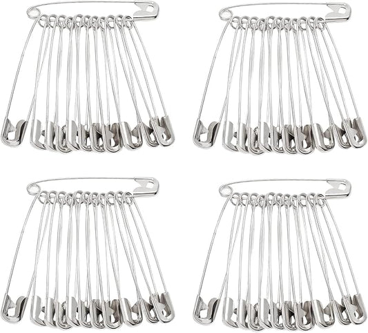 200 PCS 55mm / 2.2 Inch Safety Pins Heavy Duty Quilting Pins, Large Safety Pins Size 4, Silver Metal Sewing Pins, Big Safety Pins for DIY Crafts Jewelry Making Baby Clothing (Nickel Plated)