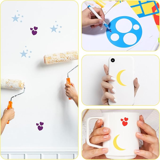 16 PCS Geometric Stencils Template for Kids Children Shapes Drawing Stencils Colorful Simple Drawing Art Painting Template for DIY Craft Toddlers Preschooler Learning Tool (Multicolor, 5.9x5.9 Inch)