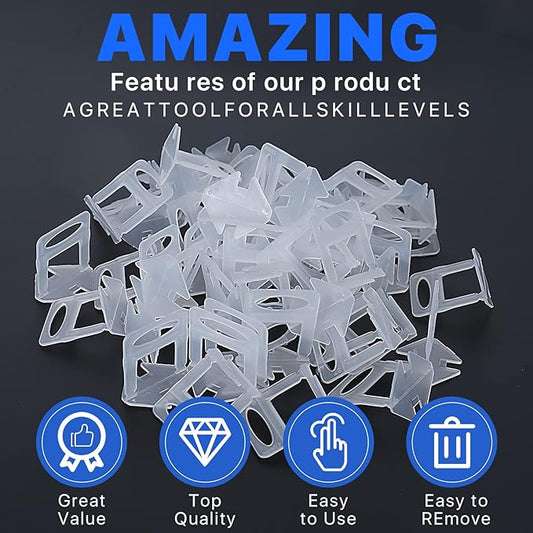 2200 Pcs Tile Leveling System Clips 1/8" (3.0mm) for Ceramic Tile and Stone Installation - DIY Tile Leveler Spacers Kit for Perfect Alignment(2200, 1/8)