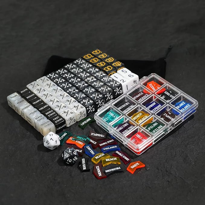 122PCS MTG Abilities Keyword Tokens Dice Counters Set for Magic The Gatering, MTG Buff Tokens Plus 1 Life Counters Dice, Compatible with CCG Creature Stats TCG Magic Card Gaming Accessories