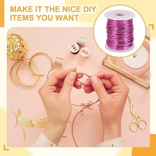 uxcell 12 Gauge / 2mm Anodized Aluminum Wire for Jewelry Craft Making, 102 Feet Bendable Flexible Wire for DIY Home Decor Gardening Sculpture, Dark Pink