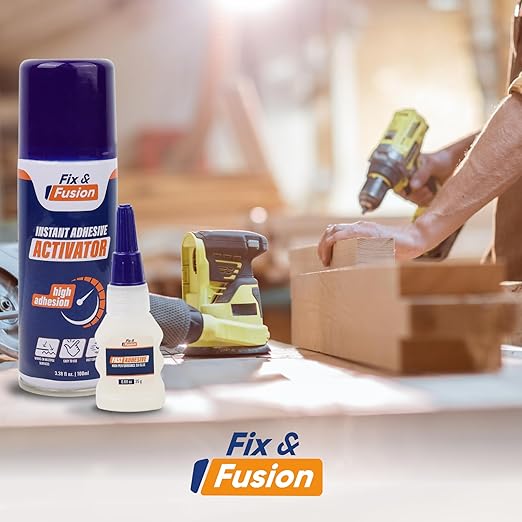 FIX & FUSION Activator Spray (3.38 Fl Oz), Instant Cure Accelerator for Cyanoacrylate (CA) Super Glue for Wood, Plastic, Rubber, Granite, and DIY & Professional, Accelerates Bonding Strength, (1 Pack)