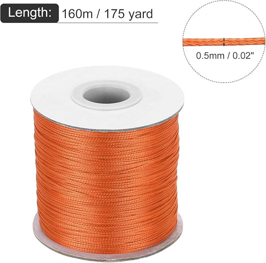 MECCANIXITY Waxed Cord 0.5mm Waxed Polyester Cord 175 Yard Wax String for Bracelet Making, Necklaces, Beading, Jewelry Making and DIY Crafts(Orange Red)
