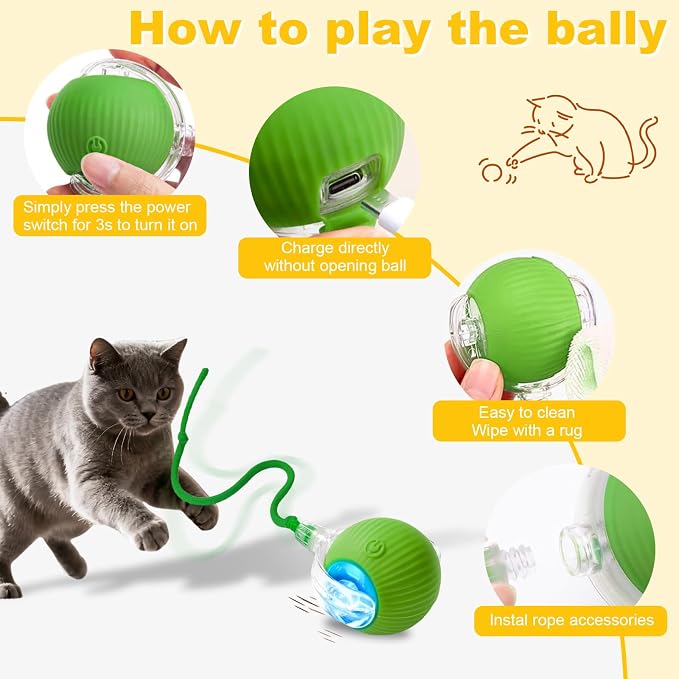 Interactive Cat Toys Ball for Indoor Cats&Dogs, Automatic Cat Toy 360° - Image 8