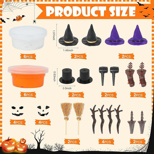 YOGFIT 36 Pack Halloween Pumpkin DIY Craft Clay Kit for Kids, Air Dry Moldable Clay DIY, Pumpkin Craft Kit for Halloween Decorations Indoor Outdoor Trick or Treat Party Favors