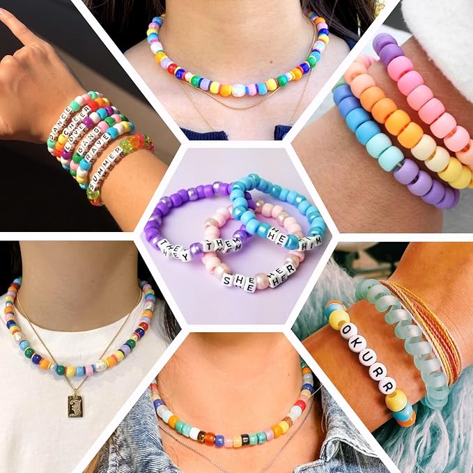 Quefe 48 Colors Bracelet Making Kit Pony Beads 4000pcs Kandi Beads - Image 6