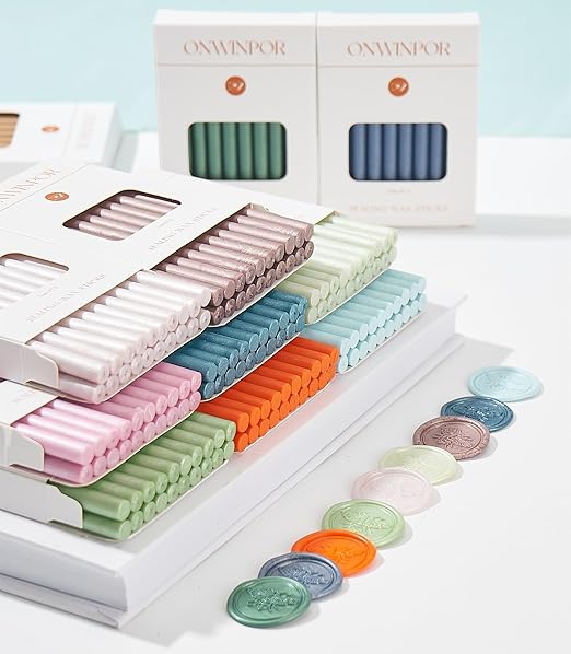 Gray Blue Wax Seal Sticks, ONWINPOR 20pcs Glue Gun Waxs Sealing Sticks for Waxseal Stamp, Wedding Invitations, Mini Waxing Seals Gunsticks Suit to 0.28'' Glue Gun(Gray Blue)