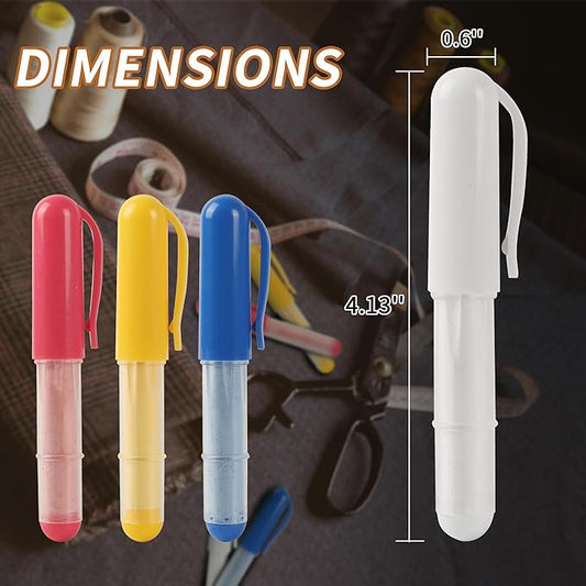 (2-pack) Fabric Chalk Markers -Erase Tailor’s Chalk for Quilting and Sewing - Compatible with Most Fabrics - With Dosing Wheel Technology, Red & White