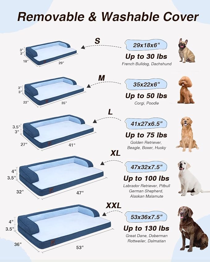 KSIIA Washable Dog Bed XXL Senior Dog, Orthopedic Warm Soft Pet Sofa Waterproof - Image 7