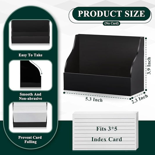 2 Pack Black Index Card Holder 3 X 5 Note Card Organizer Acrylic Index Card Box Flash Card Storage Box Postcard Display Stand Business Card Holder Desktop for Business Office(No Card)