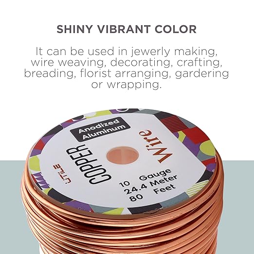UTILE Bonsai Wire - Armature Aluminum Wire 80 ft 10 Gauge 3.2 mm Bonsai Training Wire, Tree Kit, Plant, Sculpting, Crafts, Bendable, Gardening, Beading and Jewelry Making (Copper)